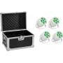 Set de proyectores LED PAR EUROLITE Silent PAR 6 QCL Floor – 4 unidades con maletín de transporte