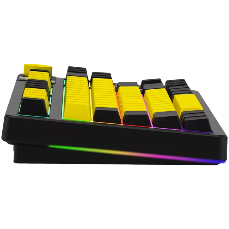 LORGAR KBP70TKLW, Teclado gaming mecánico TKL inalámbrico Pro, Negro/Amarillo, distribución EN