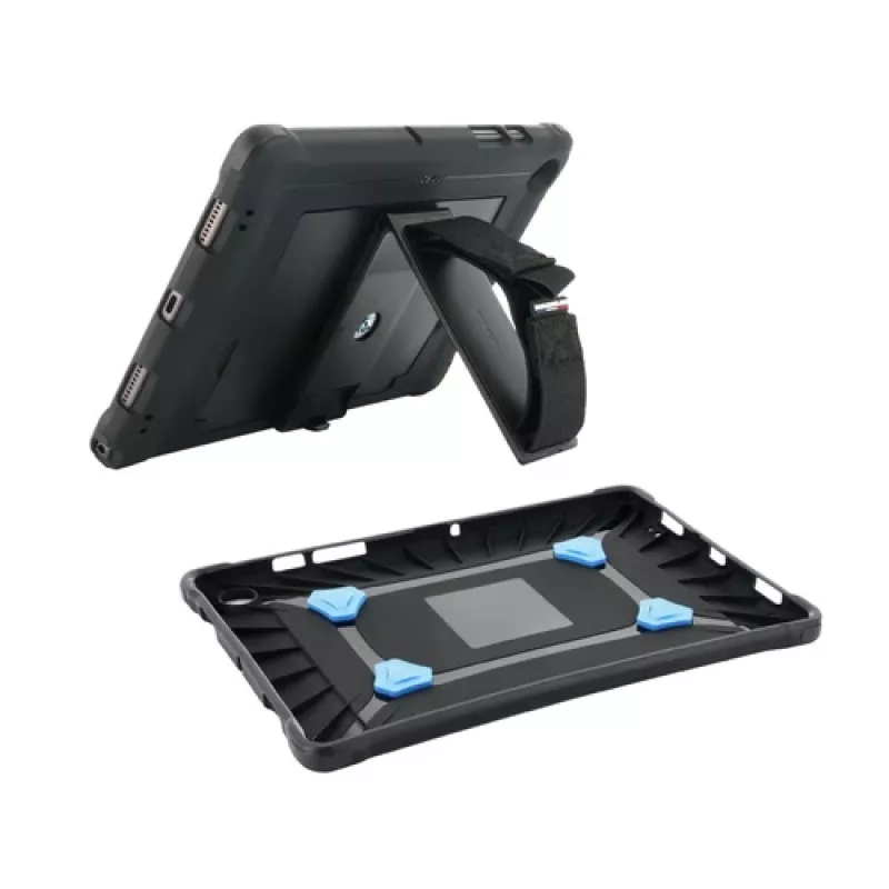 Mobilis PROTECH - Tapa trasera para tablet - con soporte y correa de mano, reforzada - Negro - para Apple iPad de 10,9 pulgadas (10.ª generación) (067009)