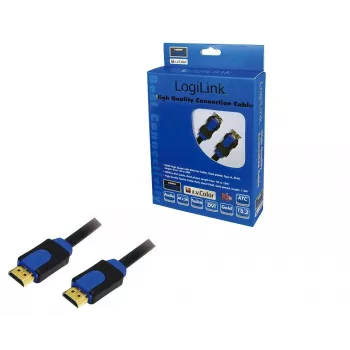 Cable HDMI LogiLink High Speed, con Ethernet, 1,0 m para la transmisión de datos de audio, vídeo y Ethernet (CHB1101)