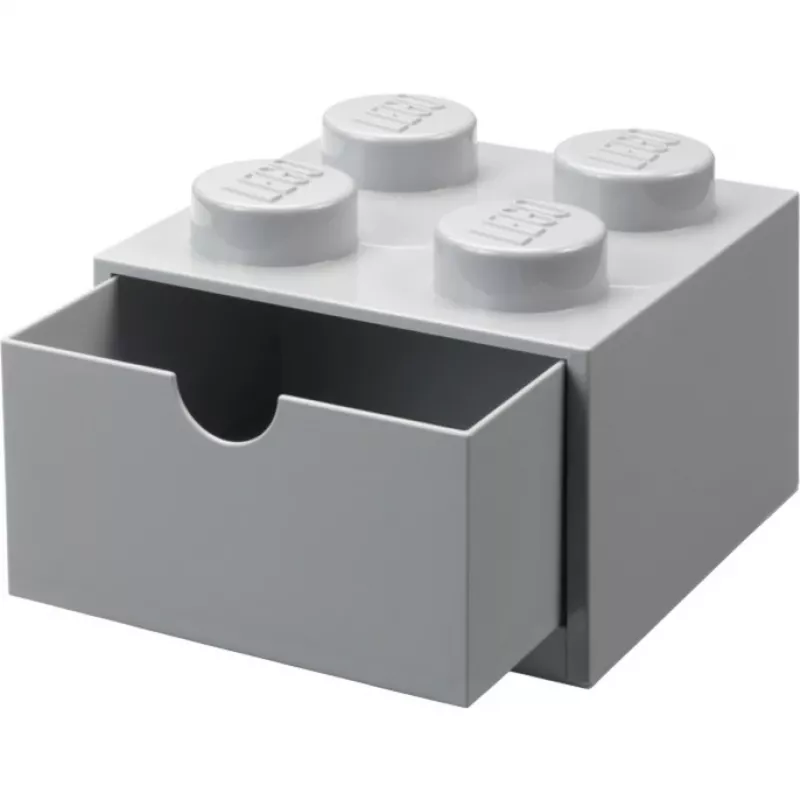 LEGO Cajón de escritorio 4, caja de almacenamiento Gris, con studs