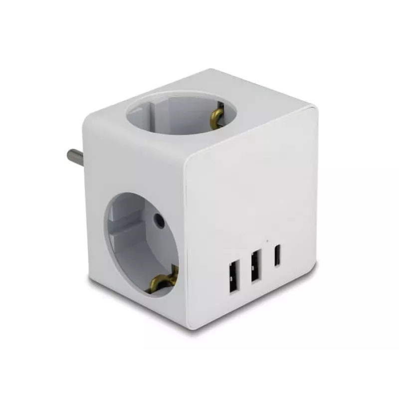 Adaptador de enchufe tipo F DeLOCK 11496 2 puertos USB 5 V 2,4 A 3 A