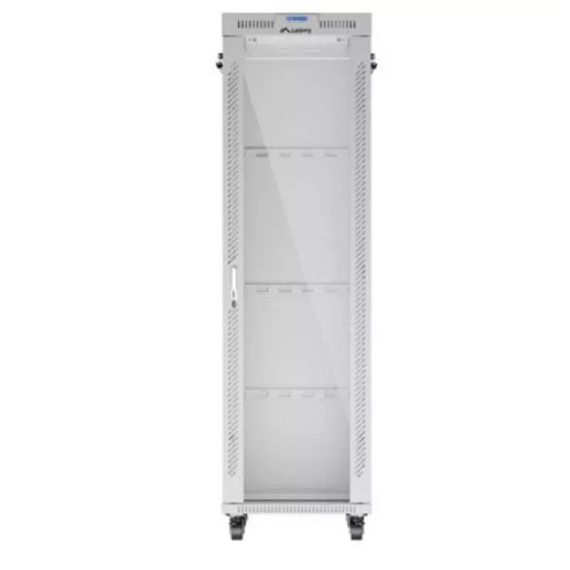 Lanberg FF01-6842-12SL armario rack de suelo de 19" 42U 600x800x2122 mm, puerta de cristal, LCD, flat pack, 1200 kg, IP20, gris