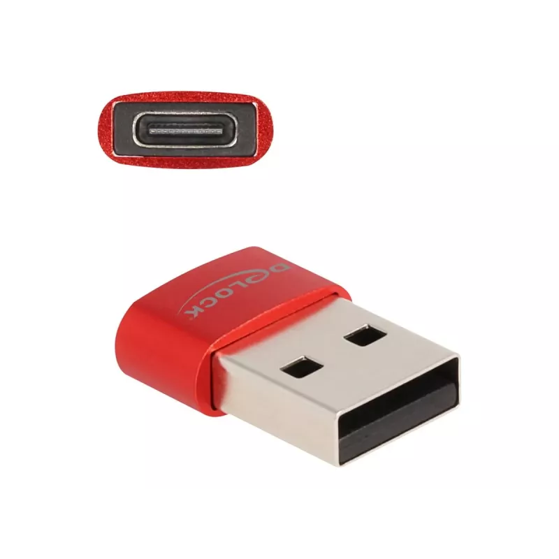 Delock - adaptador USB - USB (M) a 24 pin USB-C (H) - USB2.0 3 A - rojo (60050)