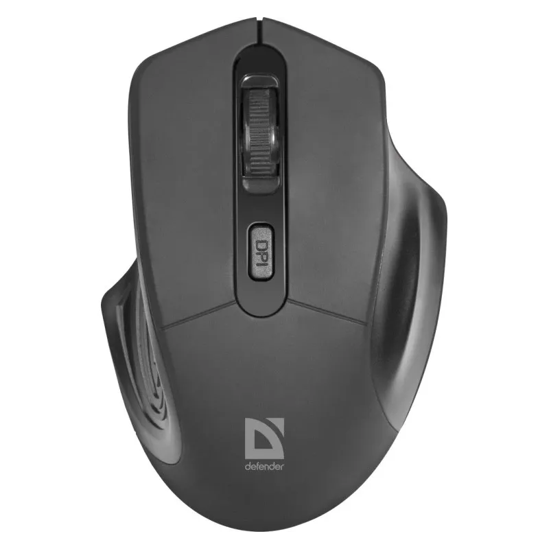 Ratón óptico inalámbrico DEFENDER Datum MB-345 RF, ambidiestro/diestro, 1600 DPI, 3 botones, receptor USB RF, negro