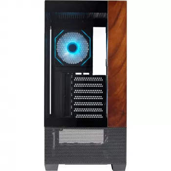 Cooler Master Elite 690 caja de PC, semitorre, ATX, cristal templado - 4 ventiladores ARGB, madera, negro