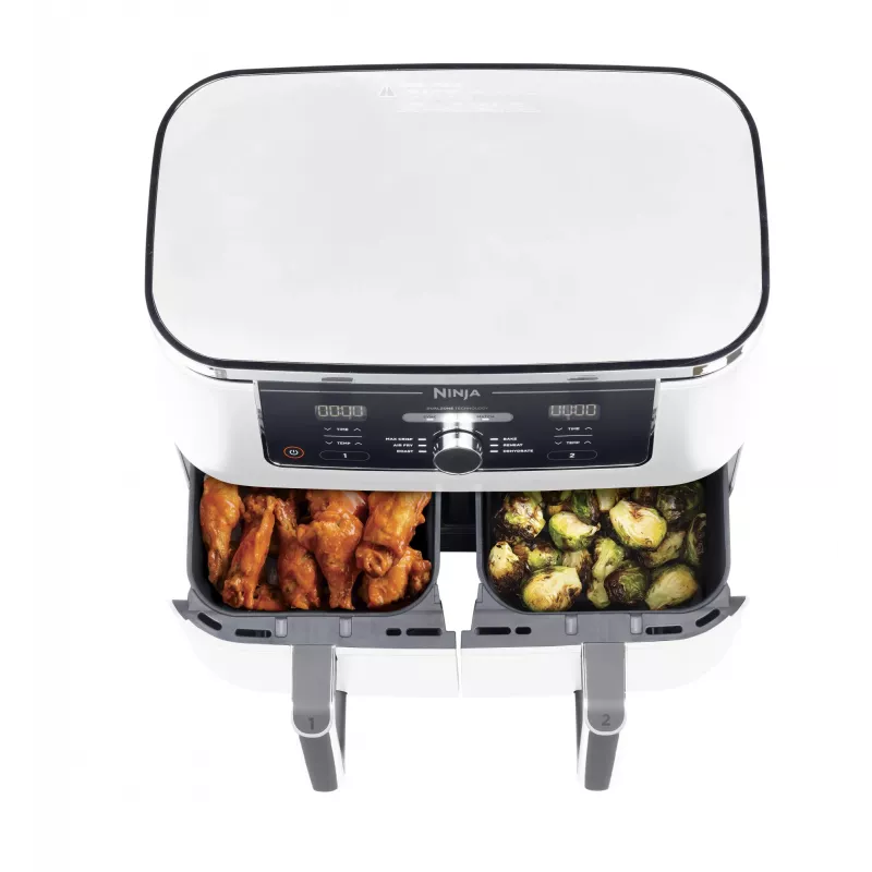 Freidora de aire Ninja AF400EU Double 9,5 L 2470 W blanca, controles giratorios y táctiles