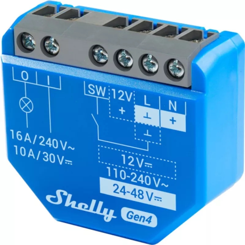 Interruptor inteligente Shelly 1 Gen4, inalámbrico, 240 V AC, Bluetooth 5.0/Wi‑Fi/ZigBee, carcasa de plástico, 42×16×37 mm, pack de 2