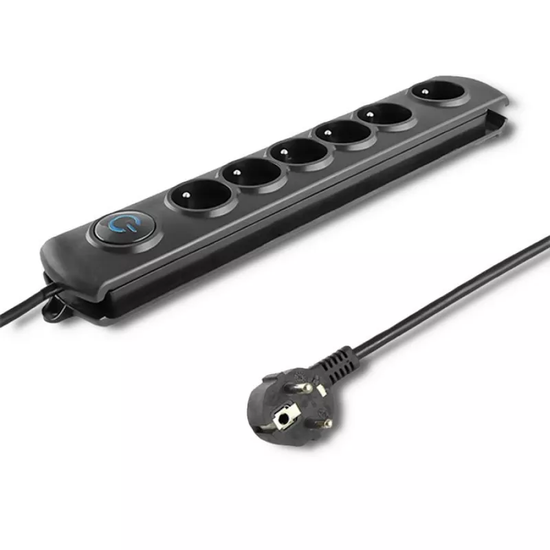 Protector de sobretensión Qoltec 50172 negro 6 tomas de CA 230V 5 m