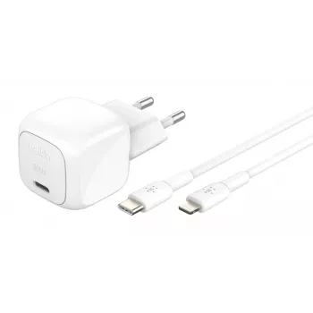 Cargador USB-C de 30W Belkin WCA008KQ1MWH-B5 PD PPS, fuente de alimentación compacta para teléfonos y tablets