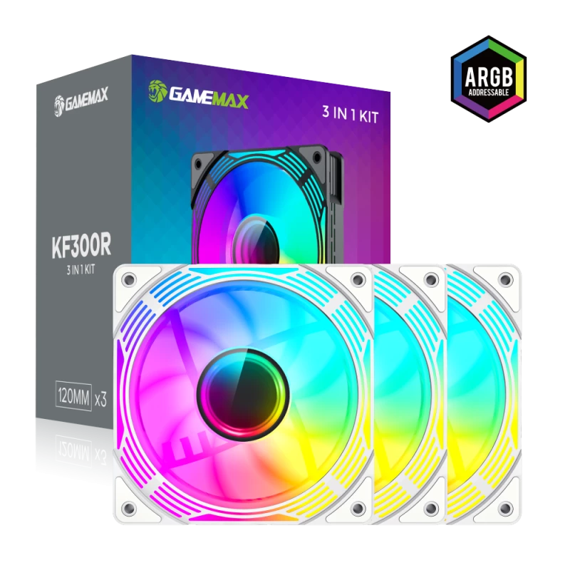 Gamemax | Ventilador de caja | KF300R BK | Blanco