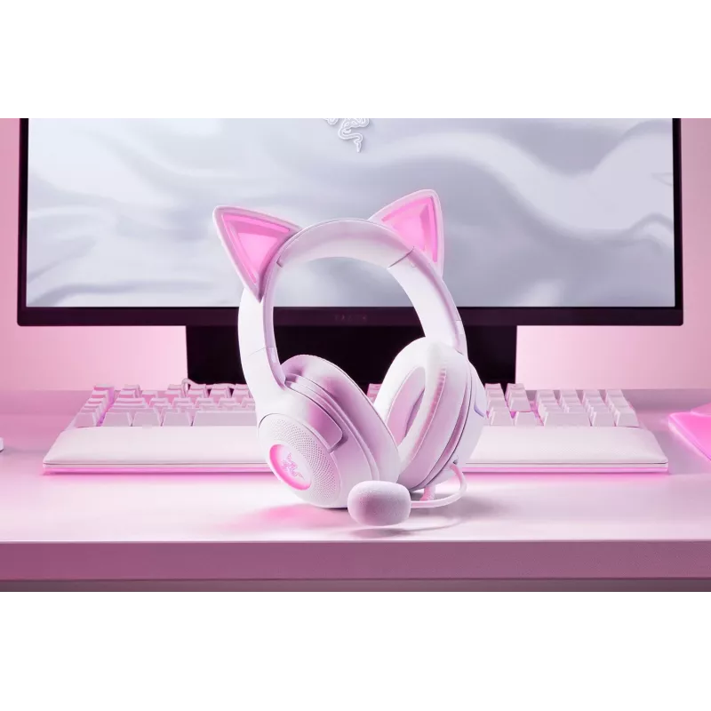 Auriculares Razer Kraken Kitty V2 con cable USB Type-A blanco — circumaurales, diadema, 20–20000 Hz, cable de 2 m