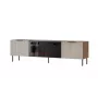 Mueble TV Cama Meble ALMERA 180,5×42×52,5 cm nogal/cashmere con chimenea negra