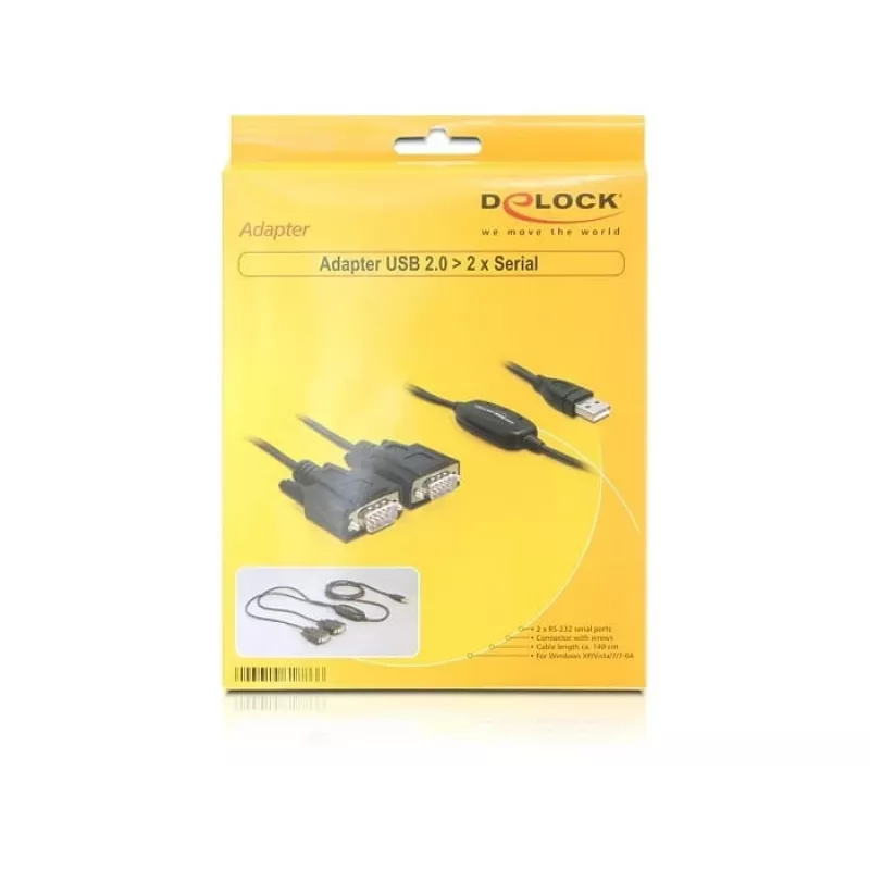 Cable serie DeLOCK 2x RS232/USB 2.0 negro 61886