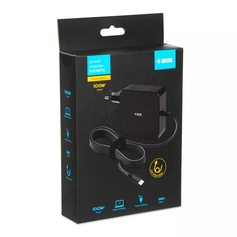 iBOX IUZ100TC cargador universal para portátil, USB-C Power Delivery 100 W, chip E-mark