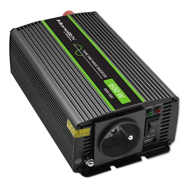 Adaptador/inversor para coche Qoltec Monolith 600 W Negro