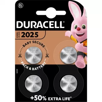 Duracell CR2025 Pila de botón de litio 3 V, pack de 4