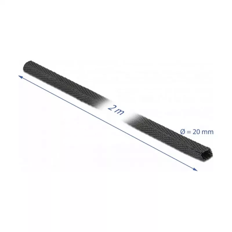 Tubo termorretráctil DeLOCK Fabric 2 m x 20 mm 2:1 negro
