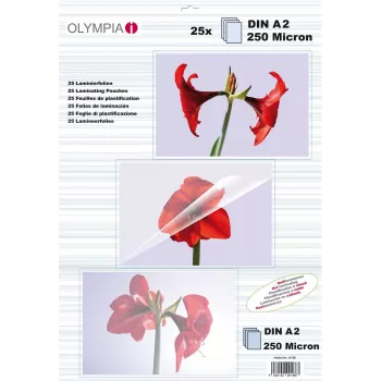 Fundas de laminar Olympia 9186 para formato A2, transparentes, 25 unidades, ancho de funda 429 mm