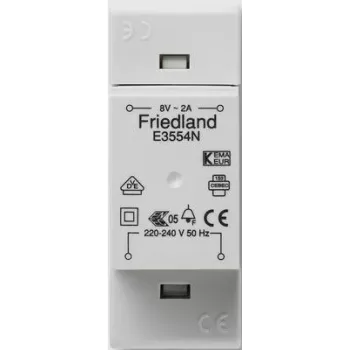 Friedland E3554N, 220 - 240 V, 50 Hz, 8 V, 2 A, gris, 34 mm