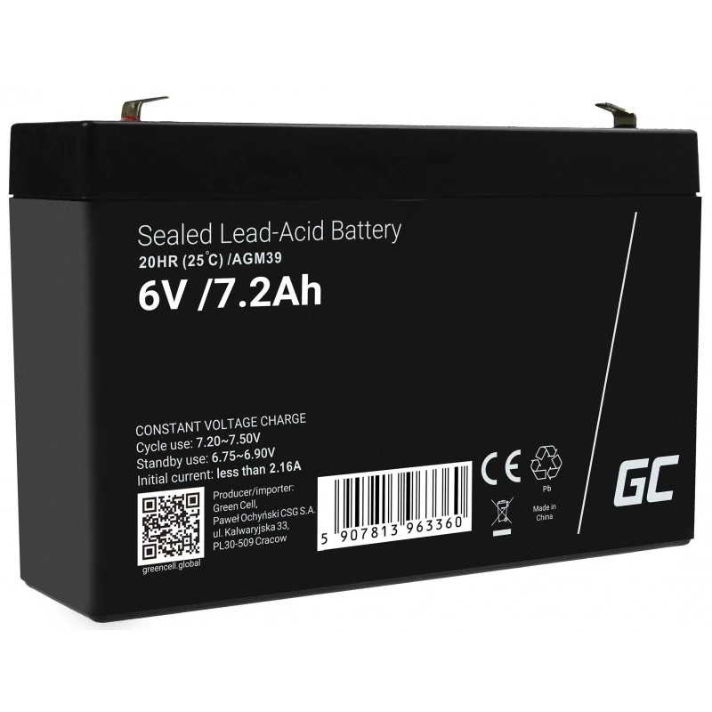 Batería industrial Green Cell AGM39 7200 mAh 6 V