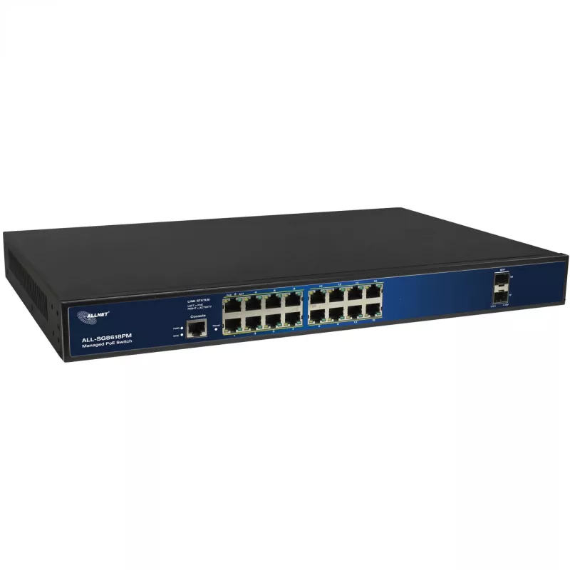 Switch PoE ALLNET ALL-SG8618PM 18 puertos Gigabit (16 PoE + 2 uplink)