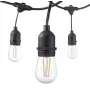 Cadena de luces LED de jardín VISIONAL con 15 casquillos E27, 15 m de longitud, 1 m de distancia, cable negro (H05VV-F 2x0,75)