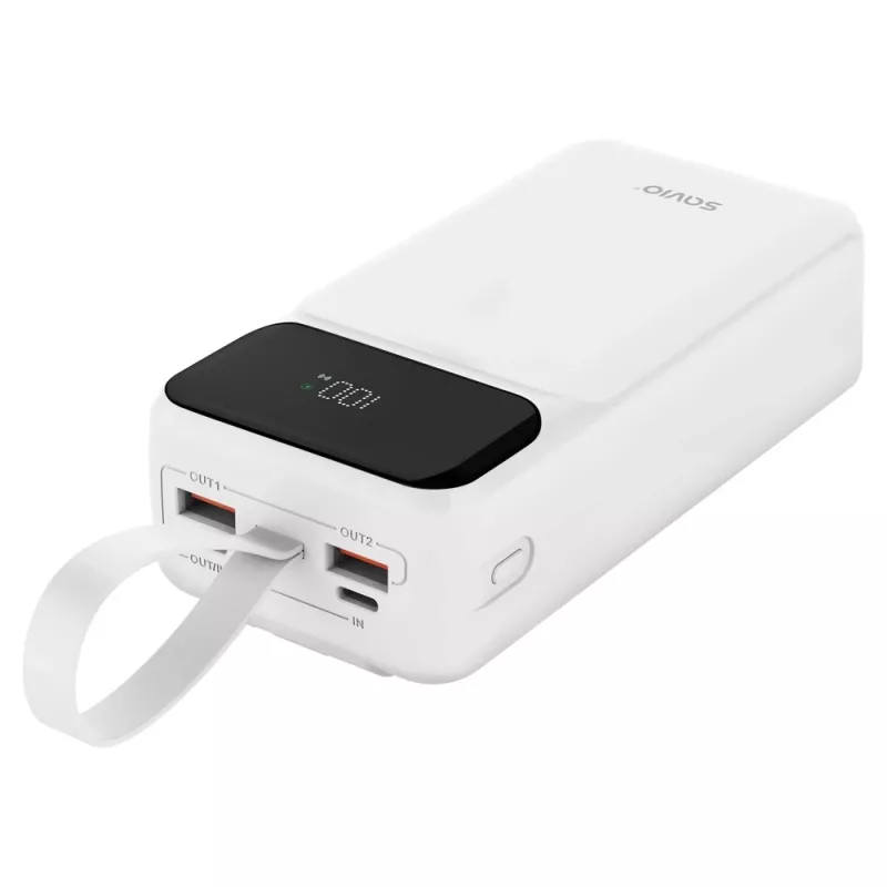 SAVIO BA-10 batería externa 30000 mAh (111 Wh), Li-ion, 2x USB-C, 2x USB-A, Quick Charge, Power Delivery