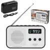 Adler AD 1907 radio digital PLL, AM/FM, 40 presintonías, alarma con repetición, USB-C, batería recargable integrada, conector de 3,5 mm, blanco/negro