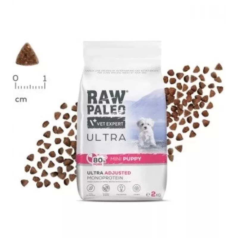 VETEXPERT RAW PALEO Ultra Mini Puppy cerdo, pienso para perros, 2 kg