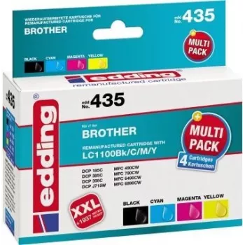 Cartuchos de tinta edding EDD-435 negro, cian, magenta, amarillo compatibles con brother LC-1100BK/C/M
