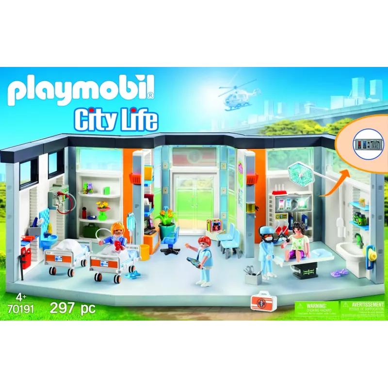 Figura de juguete Playmobil 70191 Ala de hospital amueblada 297 piezas