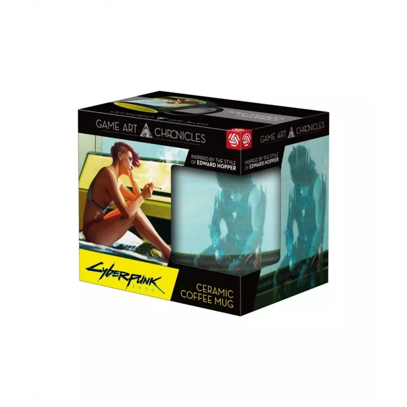 Taza Heat Reveal Good Loot Cyberpunk 2077 Game Art Chronicles - V & Edward Hopper 450 ml negra, amarilla