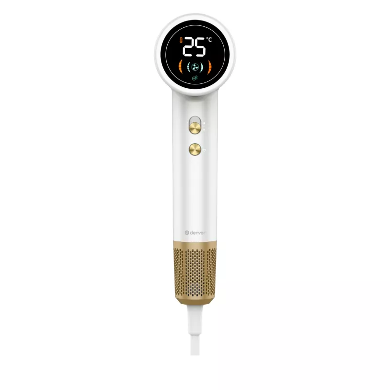 Secador de pelo DENVER HDD-1400W, 1400 W, blanco, 110–240 V, cable 1,8 m, 25–75 °C, 70×89×280 mm