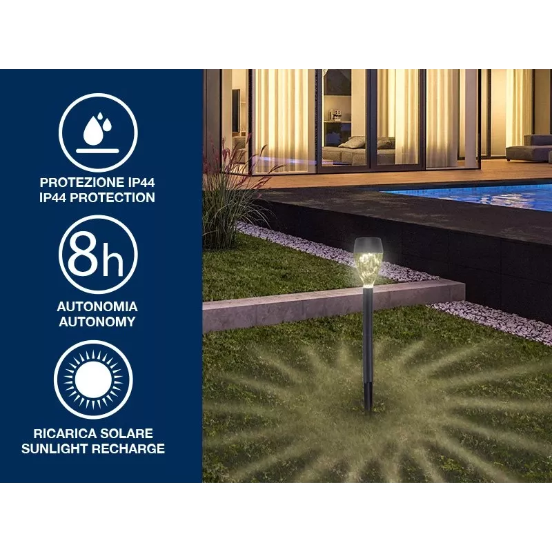 Set de luces solares de exterior Beper P207ILO050 – 5 luces impermeables para jardín y camino