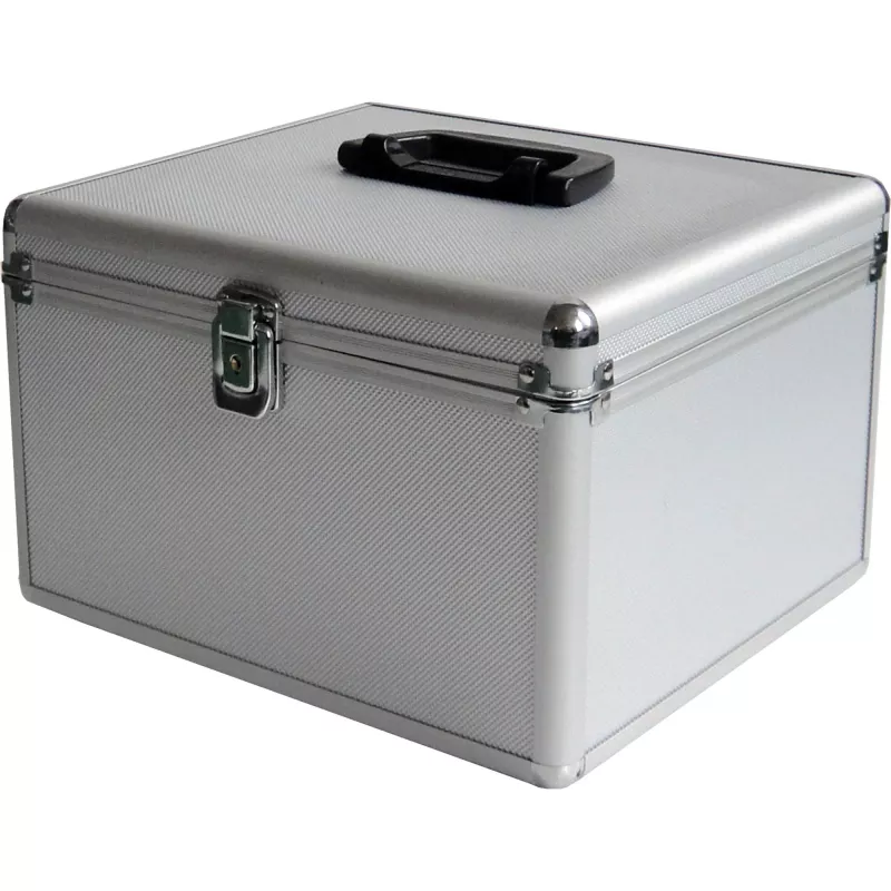 MEDIARANGE BOX76 - caja de almacenamiento - 300 discos - plateado - fleece - plástico - madera - 120 mm - aluminio