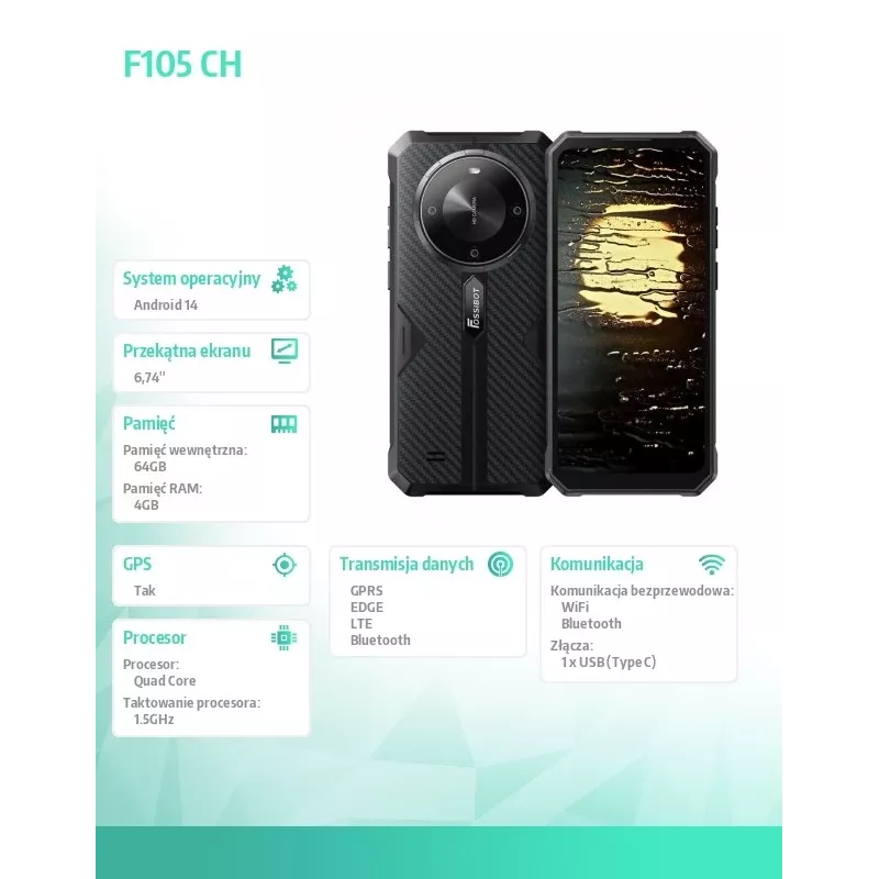 Smartphone FOSSiBOT F105 negro Ch — FOSSIBOTF105SchwarzCH