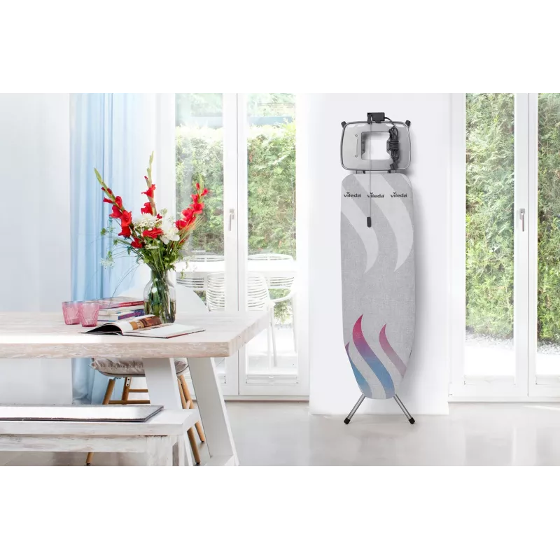 Funda de tabla de planchar VILEDA Total Reflect azul gris blanco para tablas de planchar 1300 x 450 mm