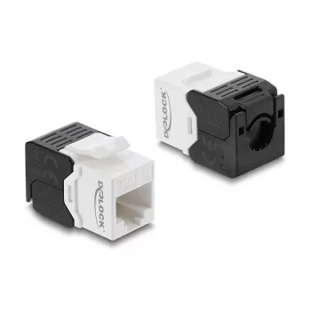 Delock 90802 Módulo Keystone RJ45 a LSA Cat.6 UTP, sin herramientas, negro/blanco
