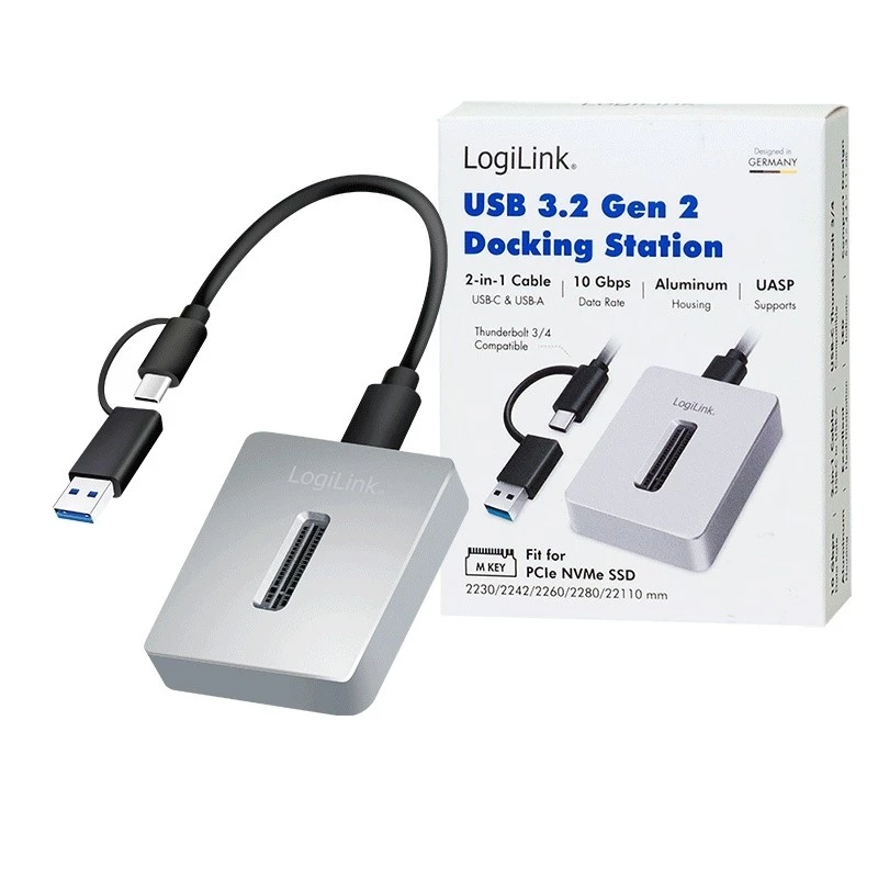 Docking station 1 puerto USB 3.2, M.2 NVMe