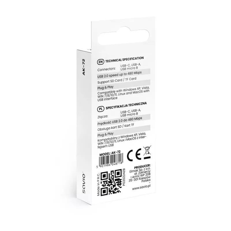 Lector de tarjetas SD 3 en 1, USB-C + USB-A 2.0 + Micro-USB