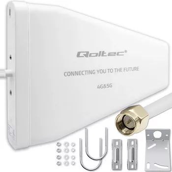 Antena 4G/5G LTE exterior QOLTEC 9 dBi, conector hembra N, cable de 3 m