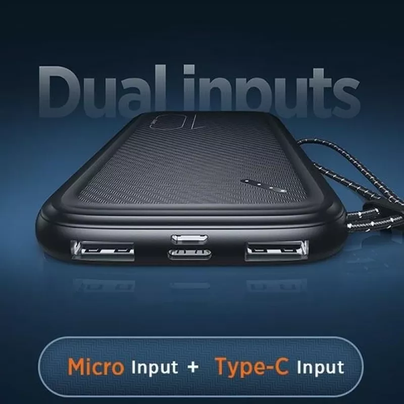 Batería externa portátil USAMS PB56 10000 mAh 2x USB / USB-C / MicroUSB carga rápida