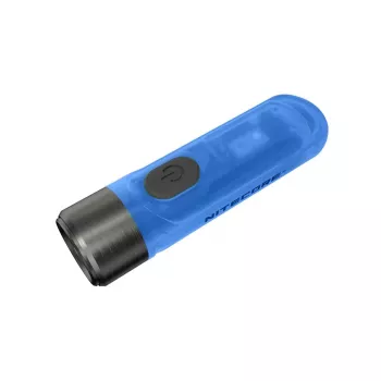 Linterna de llavero Nitecore TIKI GITD BLUE - gris, recargable por USB, 1 lm, 55 mm, 12 g, IP66, resistente a impactos