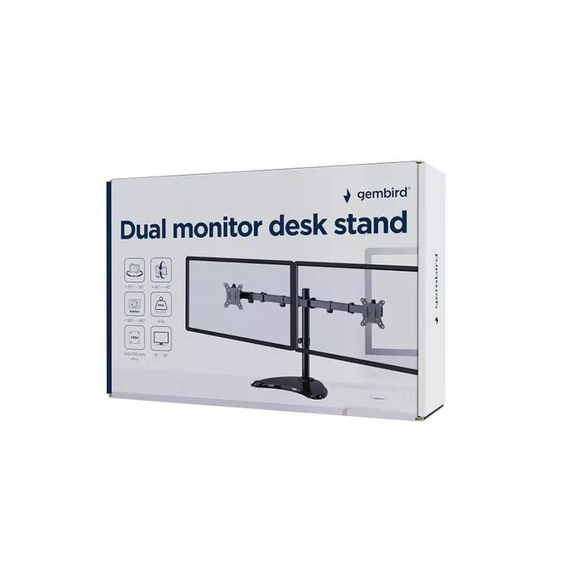 Gembird MS-D2ST-02 Soporte de sobremesa para monitor (girar, inclinar, pivotar), 13”-32”, negro