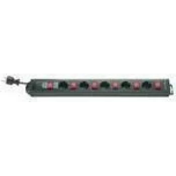 Regleta de enchufes REV 5 tomas Schuko con interruptor individual 3,7 m Negro