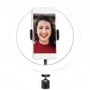 LogiLink AA0151 Anillo de luz LED para smartphones, Ø 200 mm, 3 modos de color, regulable, rosca de trípode de 1/4 de pulgada, con soporte para smartphone, USB, cable de 1,8 m, negro