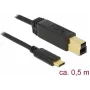Cable USB DeLOCK 83674 USB 3.2 Gen 2 0,5 m USB C USB B negro