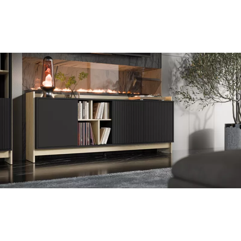 Cómoda Cama PORTO 3D 190x38x77 roble/negro