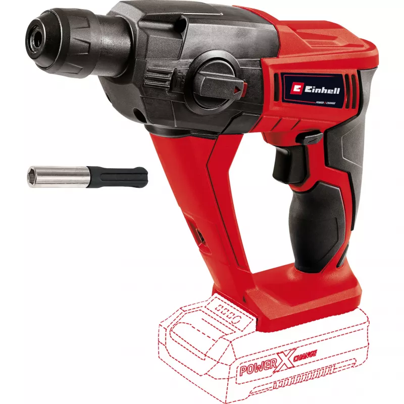 Martillo perforador a batería EINHELL Power X-Change TE‑HD 18 Li, 18V, Li‑Ion 4,0 Ah Plus, con set de brocas y cinceles